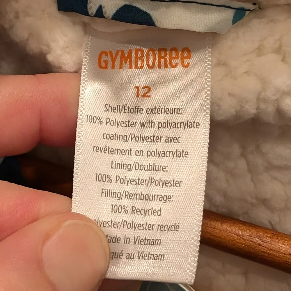 GYMBOREE boys polar bear print fleece lined hooded puffer coat size 12 - Picture 4 of 8